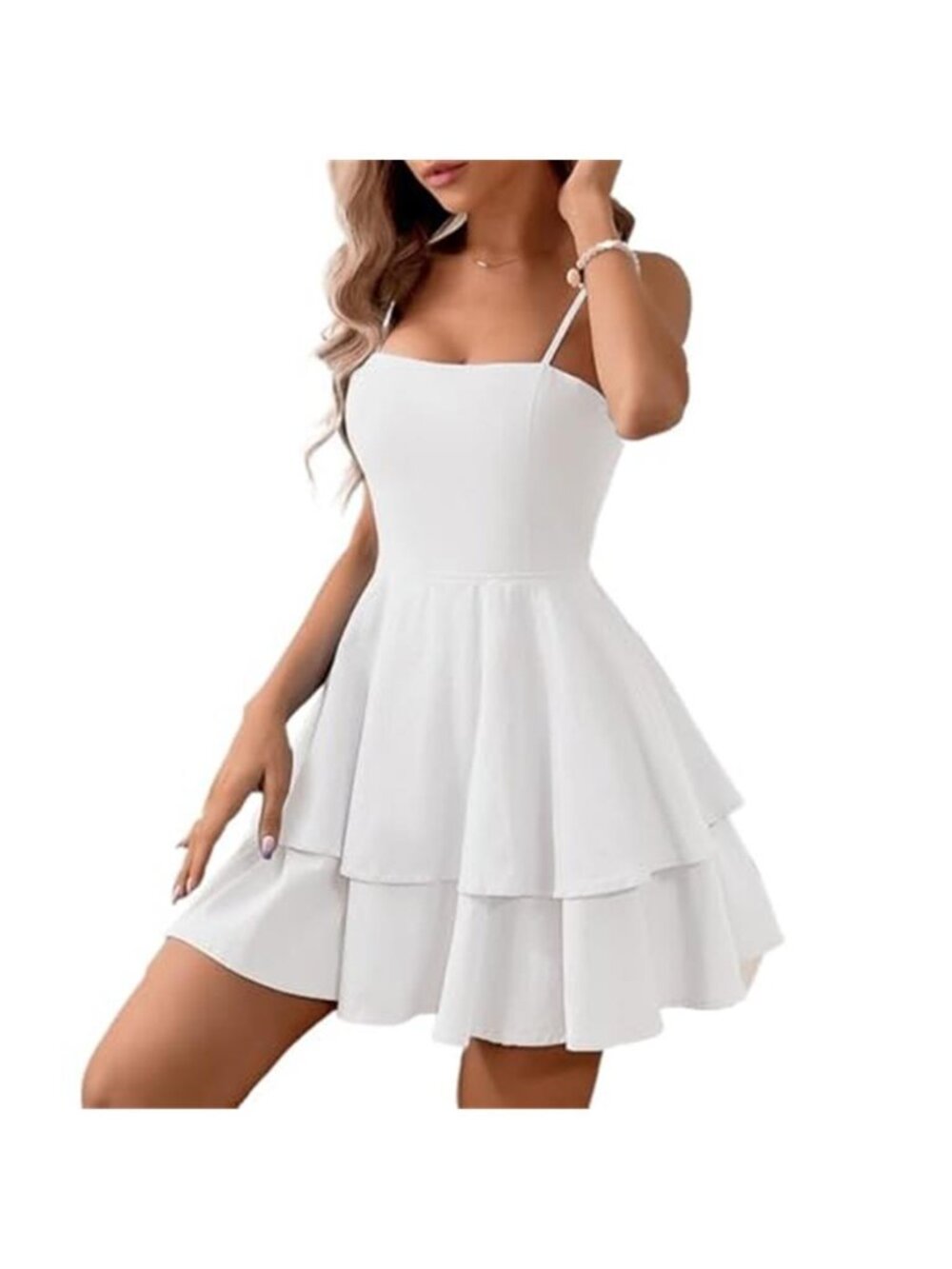 Womens White Mini Dress Spaghetti Strap Backless Bow Summer Party Cocktail